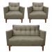 Kit Sofá Retrô Namoradeira 2 Lugares e 02 Poltronas Livia Suede Marrom Rato - D'Rossi