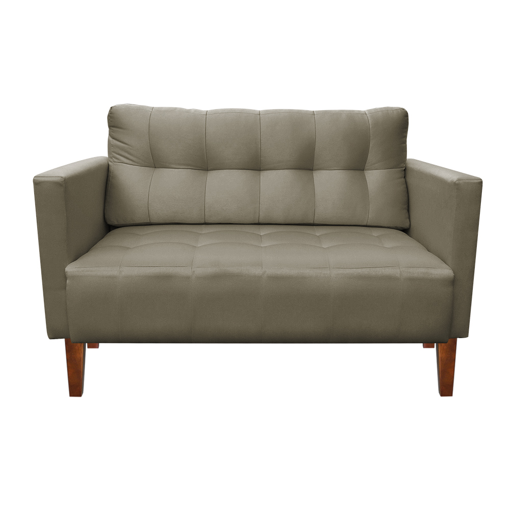 Kit Sofá Retrô Namoradeira 2 Lugares e 02 Poltronas Livia Suede Marrom Rato - D'Rossi