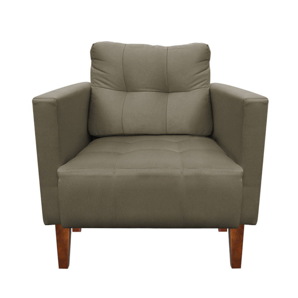 Kit Sofá Retrô Namoradeira 2 Lugares e 02 Poltronas Livia Suede Marrom Rato - D'Rossi