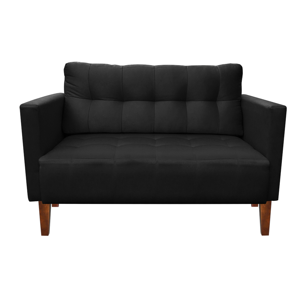 Kit Sofá Retrô Namoradeira 2 Lugares e 02 Poltronas Livia Suede Preto - D'Rossi