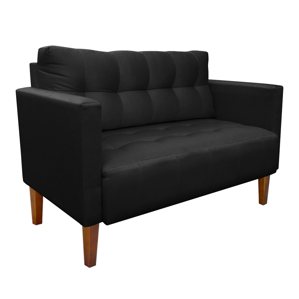 Kit Sofá Retrô Namoradeira 2 Lugares e 02 Poltronas Livia Suede Preto - D'Rossi