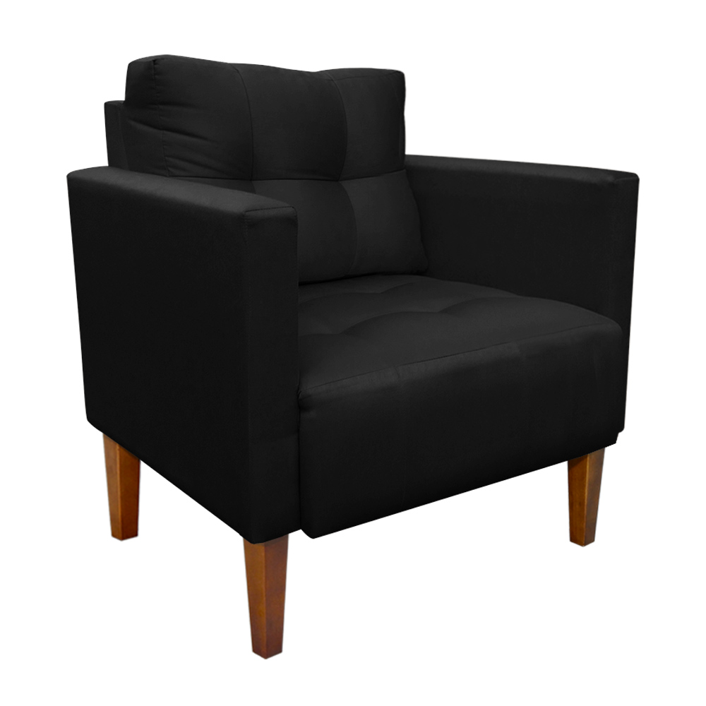 Kit Sofá Retrô Namoradeira 2 Lugares e 02 Poltronas Livia Suede Preto - D'Rossi
