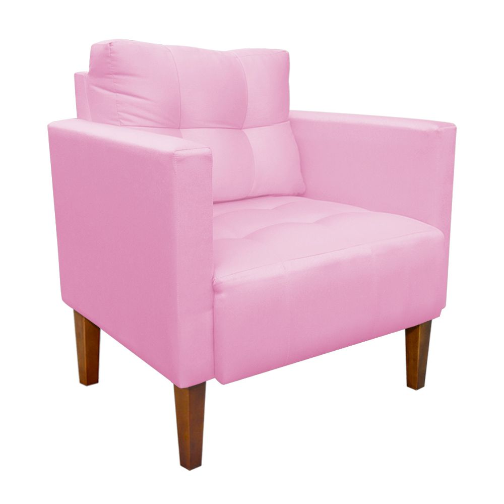 Kit Sofá Retrô Namoradeira 2 Lugares e 02 Poltronas Livia Suede Rosa Bebê  - D'Rossi