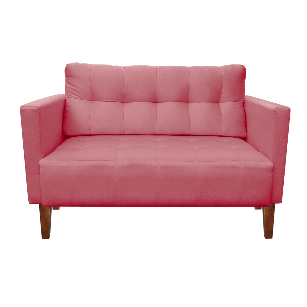 Kit Sofá Retrô Namoradeira 2 Lugares e 02 Poltronas Livia Suede Rose  - D'Rossi
