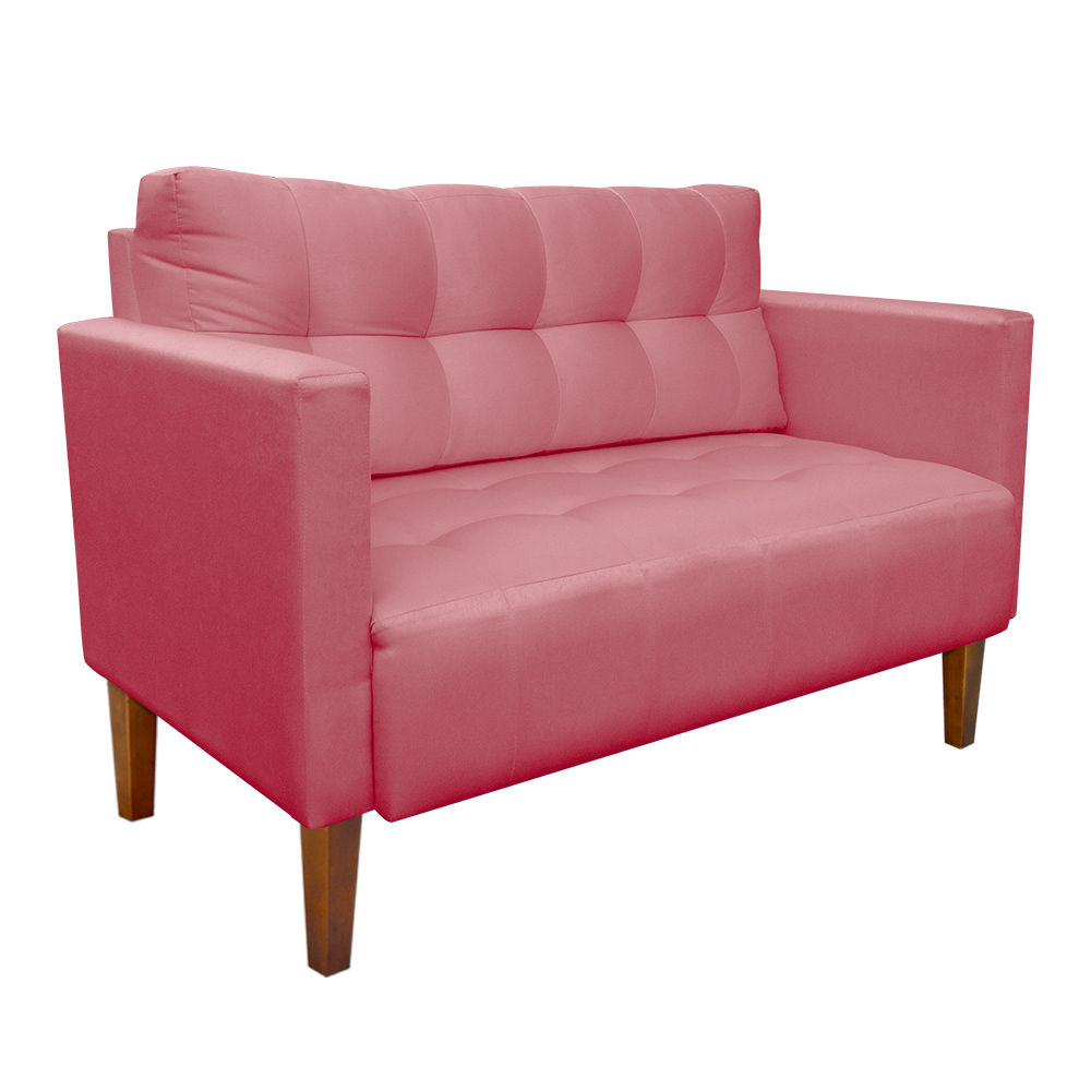 Kit Sofá Retrô Namoradeira 2 Lugares e 02 Poltronas Livia Suede Rose  - D'Rossi