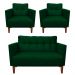 Kit Sofá Retrô Namoradeira 2 Lugares e 02 Poltronas Livia Suede Verde  - D'Rossi