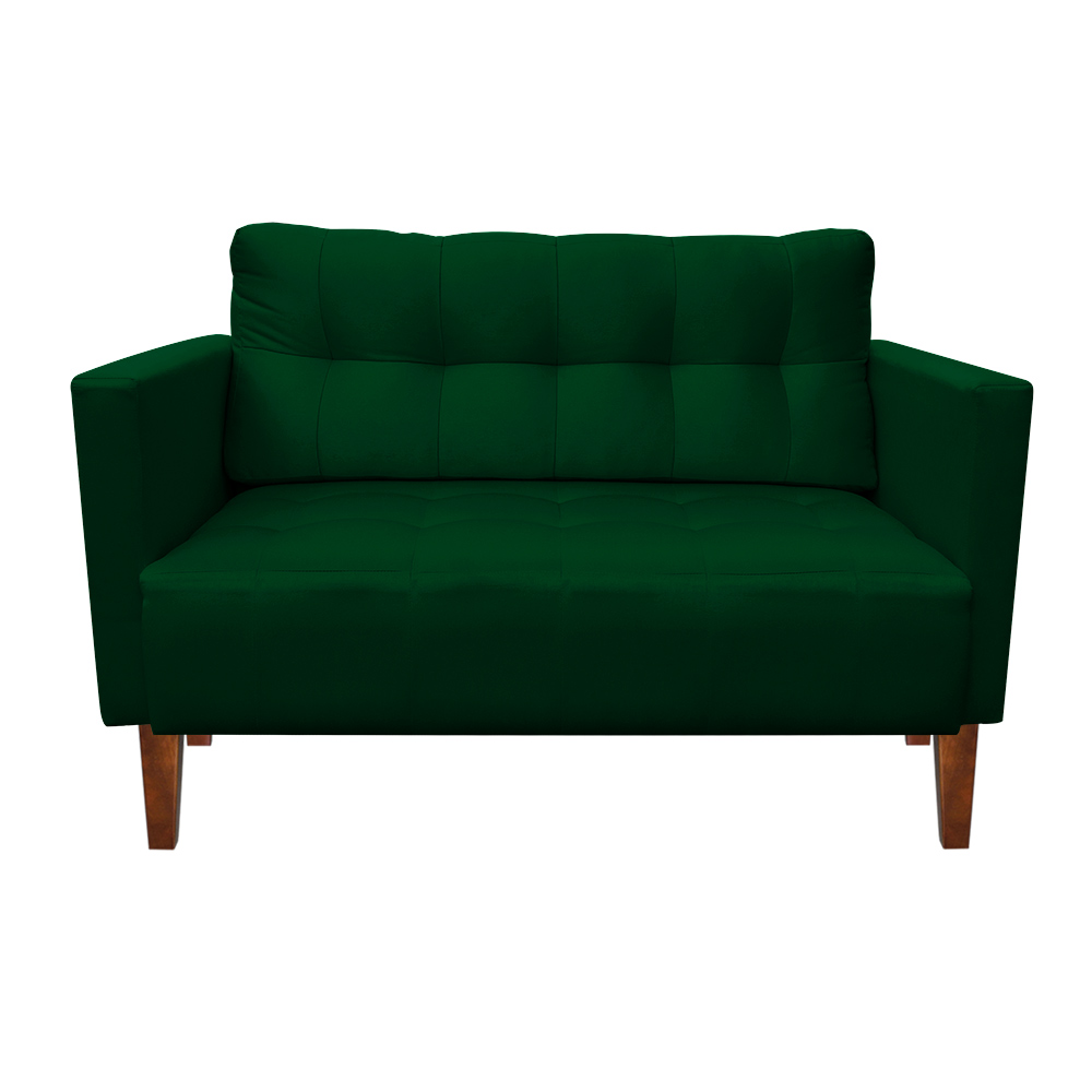 Kit Sofá Retrô Namoradeira 2 Lugares e 02 Poltronas Livia Suede Verde  - D'Rossi