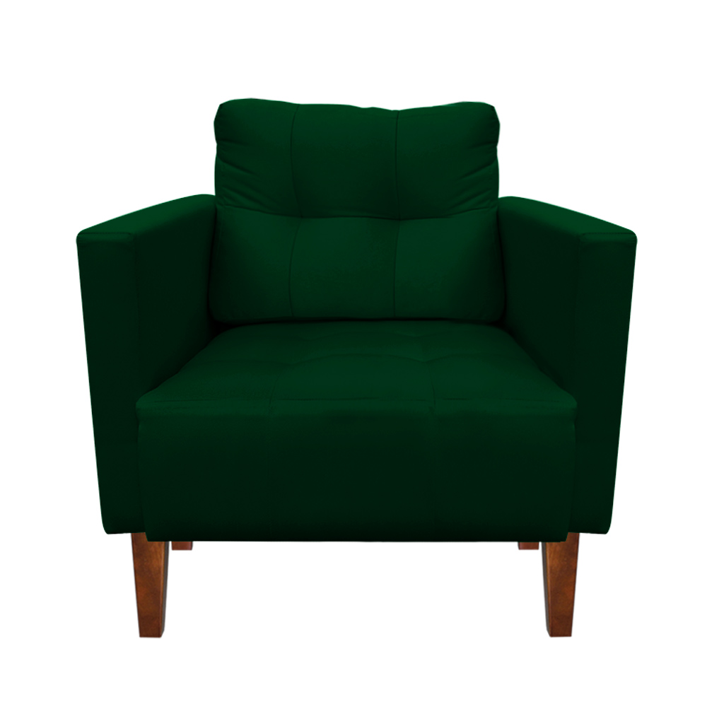 Kit Sofá Retrô Namoradeira 2 Lugares e 02 Poltronas Livia Suede Verde  - D'Rossi