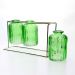 Kit com 3 Vasos de Vidro Verde com Suporte Dourado 13x21 cm - D'Rossi