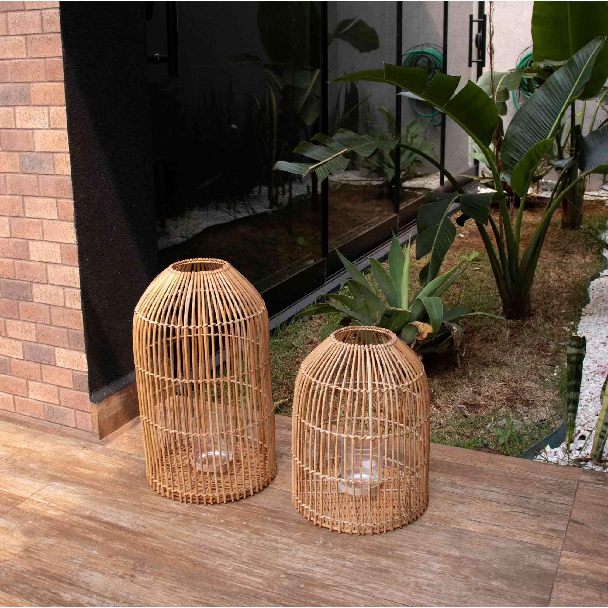 Lanterna Decorativa em Rattan 38x30 cm - D'Rossi