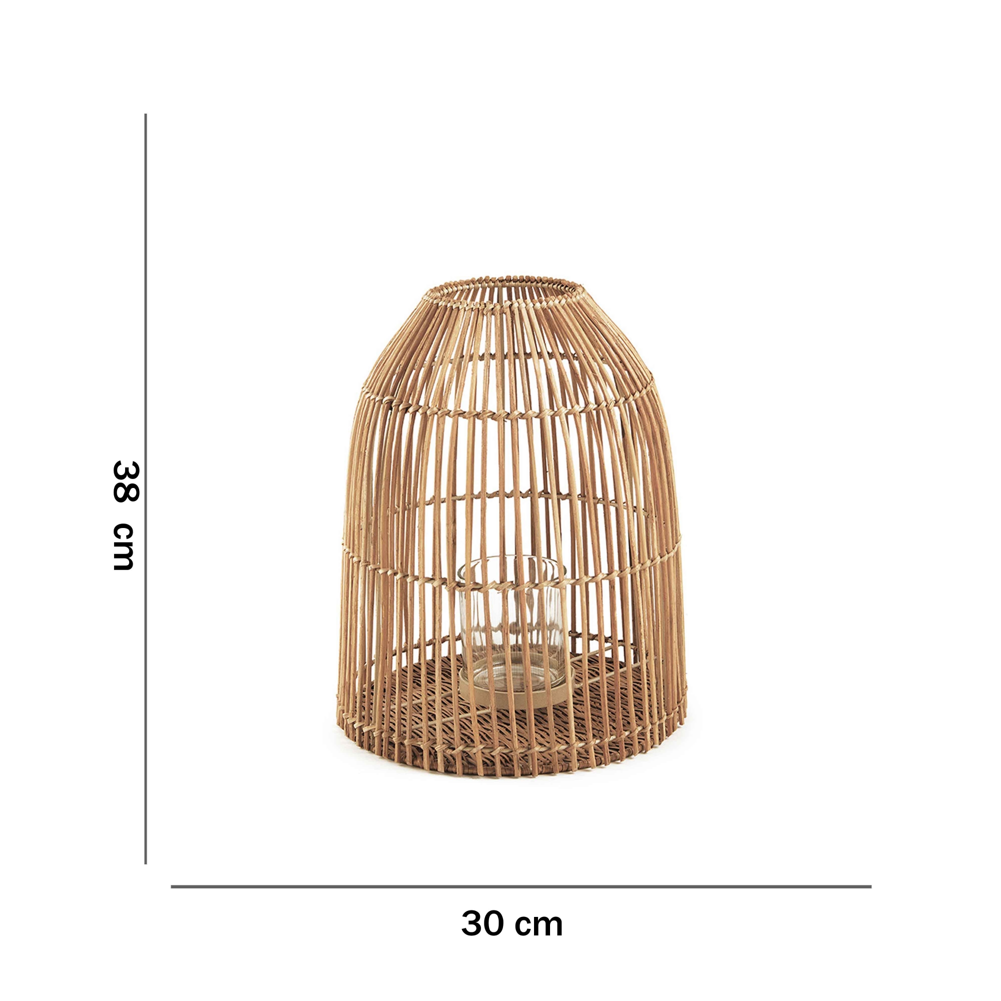 Lanterna Decorativa em Rattan 38x30 cm - D'Rossi