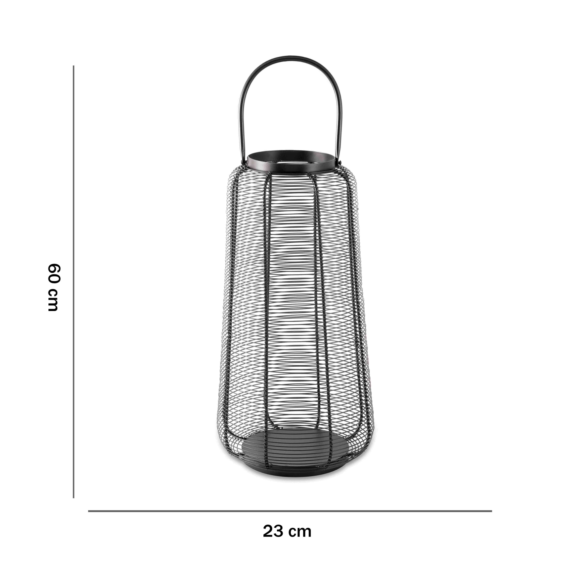 Lanterna Decorativo em Metal Preto 60x23x23 cm - D'Rossi