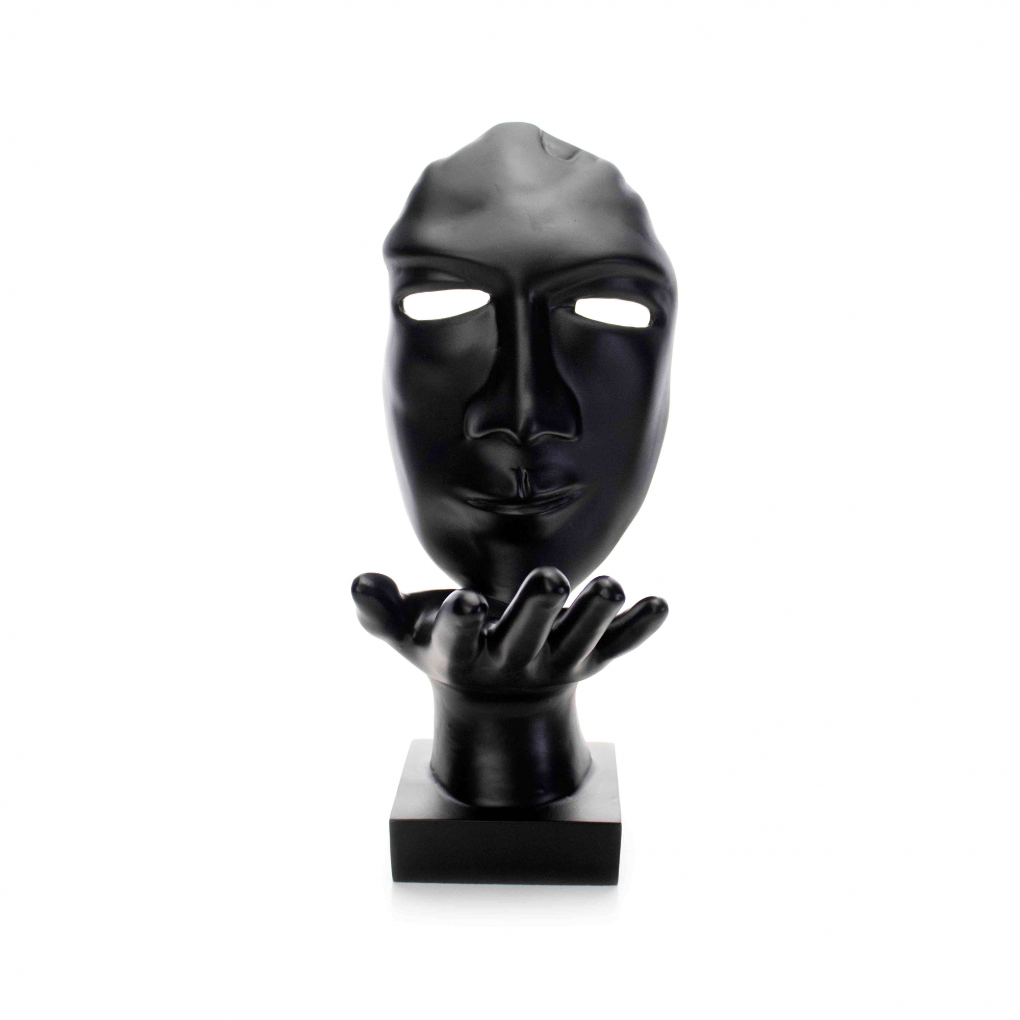 Máscara Sopro Decorativa Preto Fosco em Cerâmica 35x16x20 cm - D'Rossi