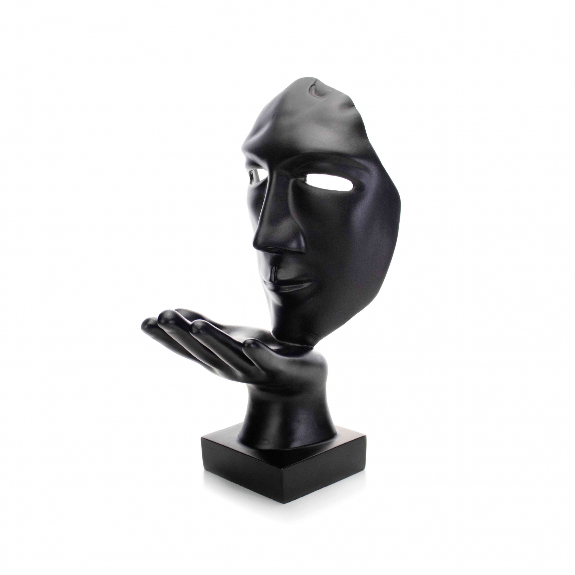 Máscara Sopro Decorativa Preto Fosco em Cerâmica 35x16x20 cm - D'Rossi