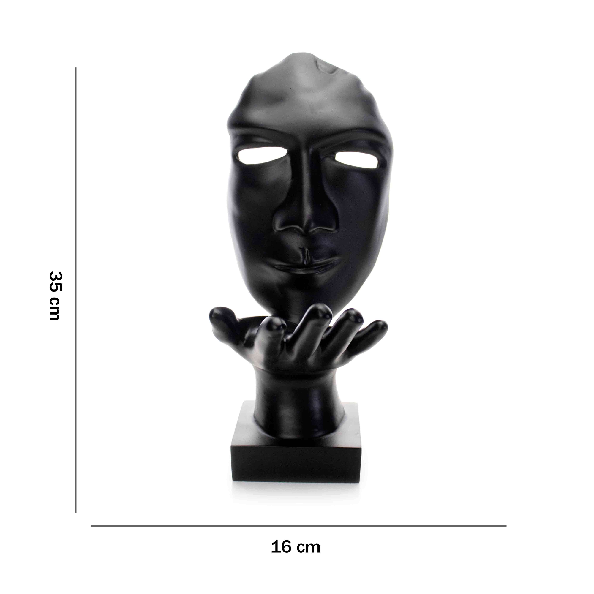 Máscara Sopro Decorativa Preto Fosco em Cerâmica 35x16x20 cm - D'Rossi