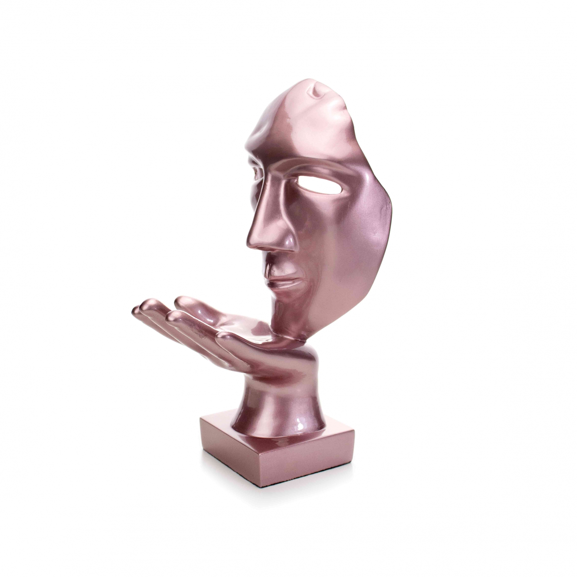 Máscara Sopro Decorativa Rosa Fosco em Cerâmica 35x16x20 cm - D'Rossi