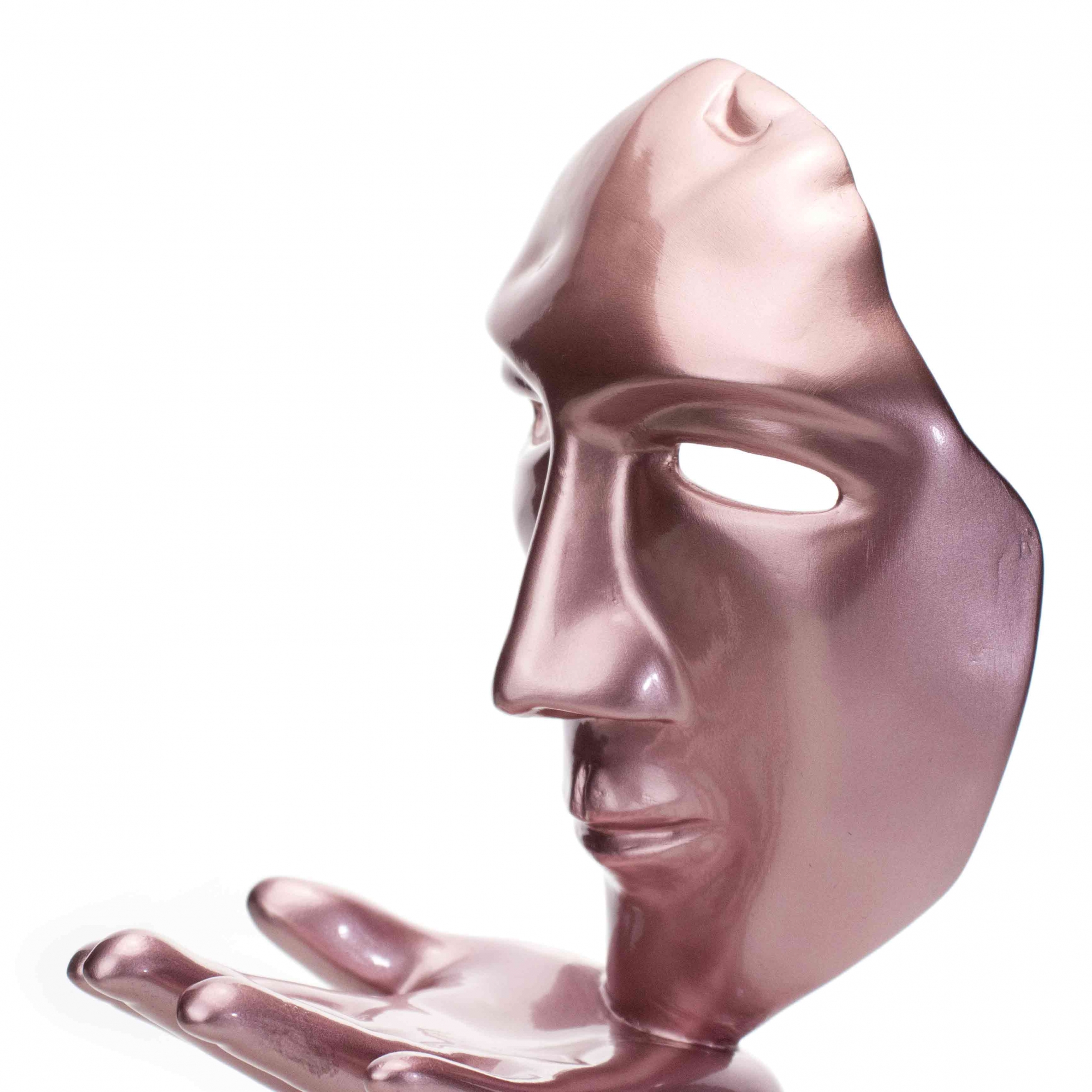Máscara Sopro Decorativa Rosa Fosco em Cerâmica 35x16x20 cm - D'Rossi