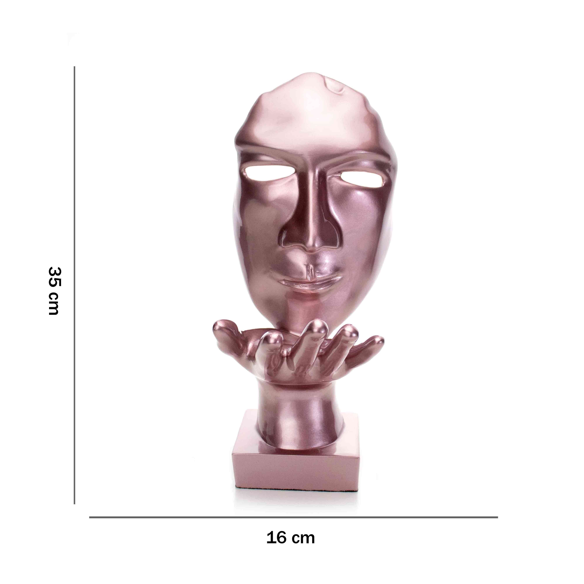 Máscara Sopro Decorativa Rosa Fosco em Cerâmica 35x16x20 cm - D'Rossi