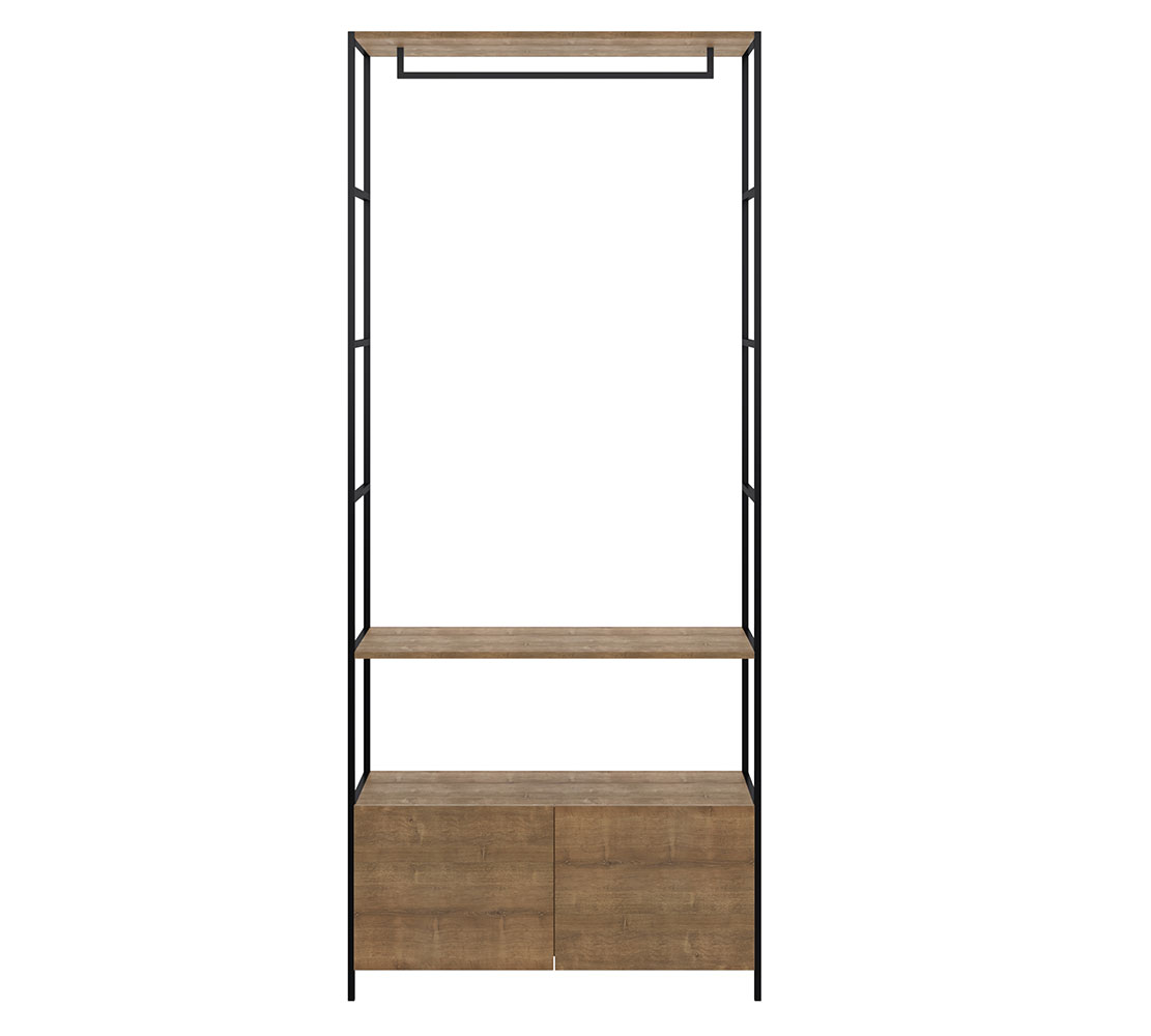 Módulo Para Guarda Roupa Steel Quadra com 02 Gavetas Estilo Industrial Vermont e Preto - D'Rossi