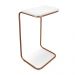 Mesa Lateral Tampo Branco Multiuso para Sofá Base Bronze D'Rossi
