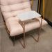 Mesa Lateral Tampo Branco Multiuso para Sofá Base Bronze D'Rossi