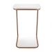 Mesa Lateral Tampo Branco Multiuso para Sofá Base Bronze D'Rossi