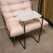 Mesa Lateral Tampo Branco Multiuso para Sofá Base Preto D'Rossi