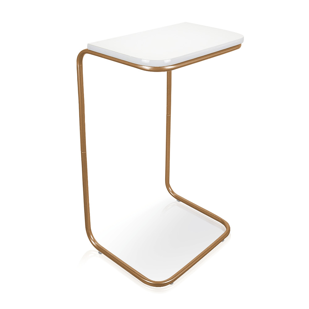 Mesa Lateral Tampo Multiuso Para Sofá Base  Dourado - D'Rossi