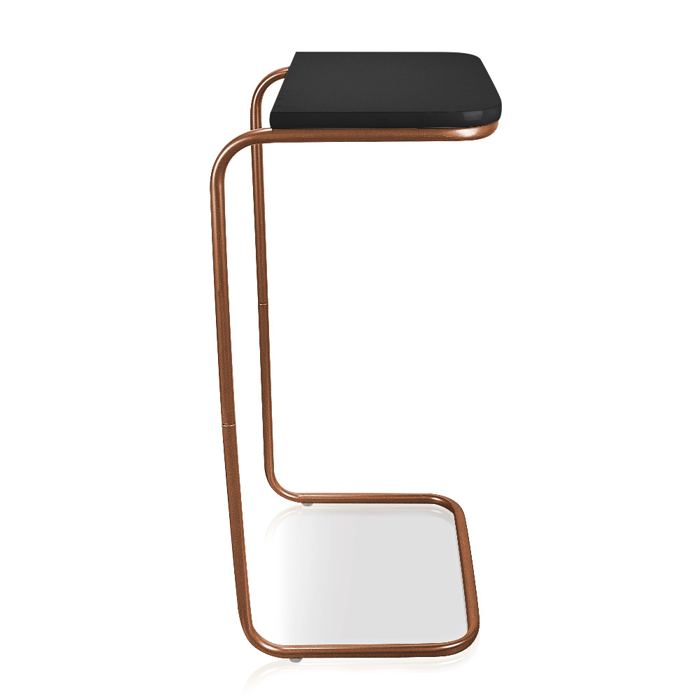 Mesa Lateral Tampo Preto Multiuso para Sofá Base Bronze D'Rossi