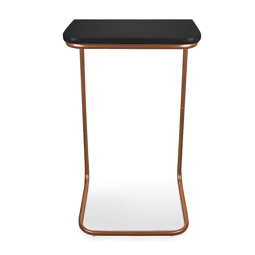 Mesa Lateral Tampo Preto Multiuso para Sofá Base Bronze D'Rossi