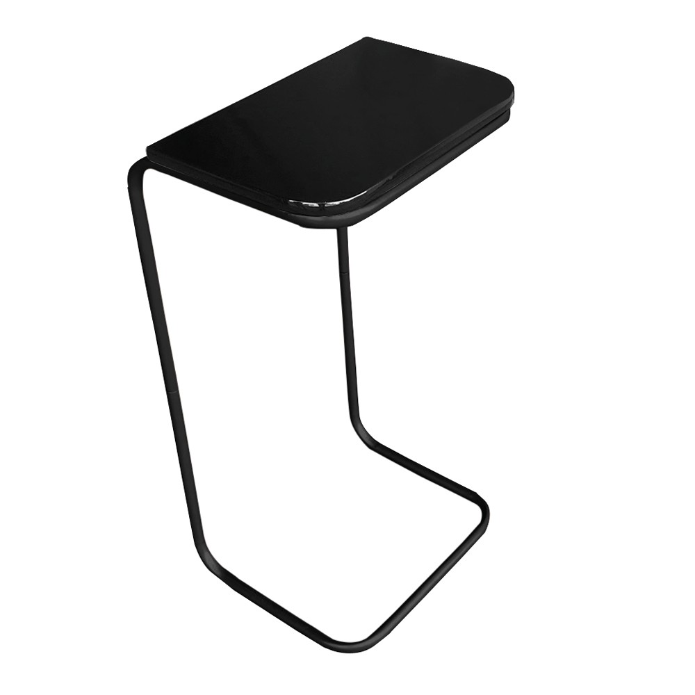 Mesa Lateral Tampo Preto Multiuso para Sofá Base Metálica D'Rossi