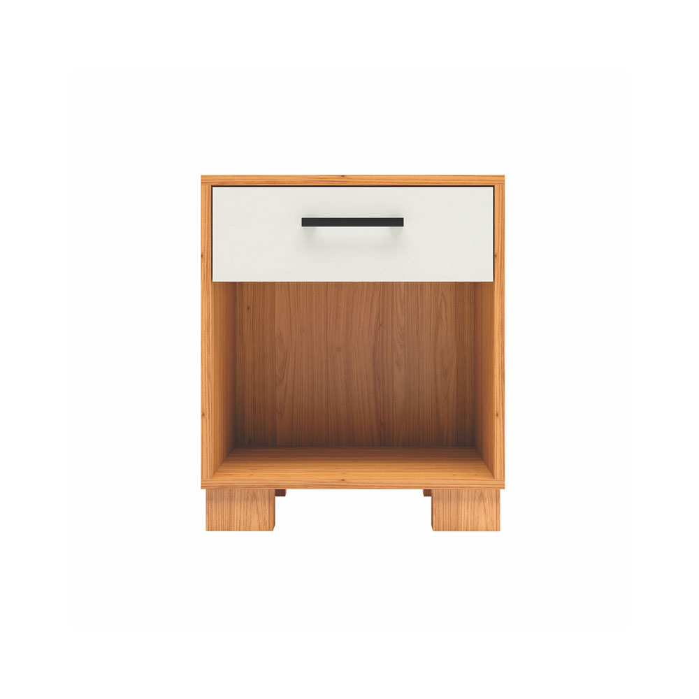 Mesa de Cabeceira Milano com 01 Gaveta Freijó com Off White - D'Rossi