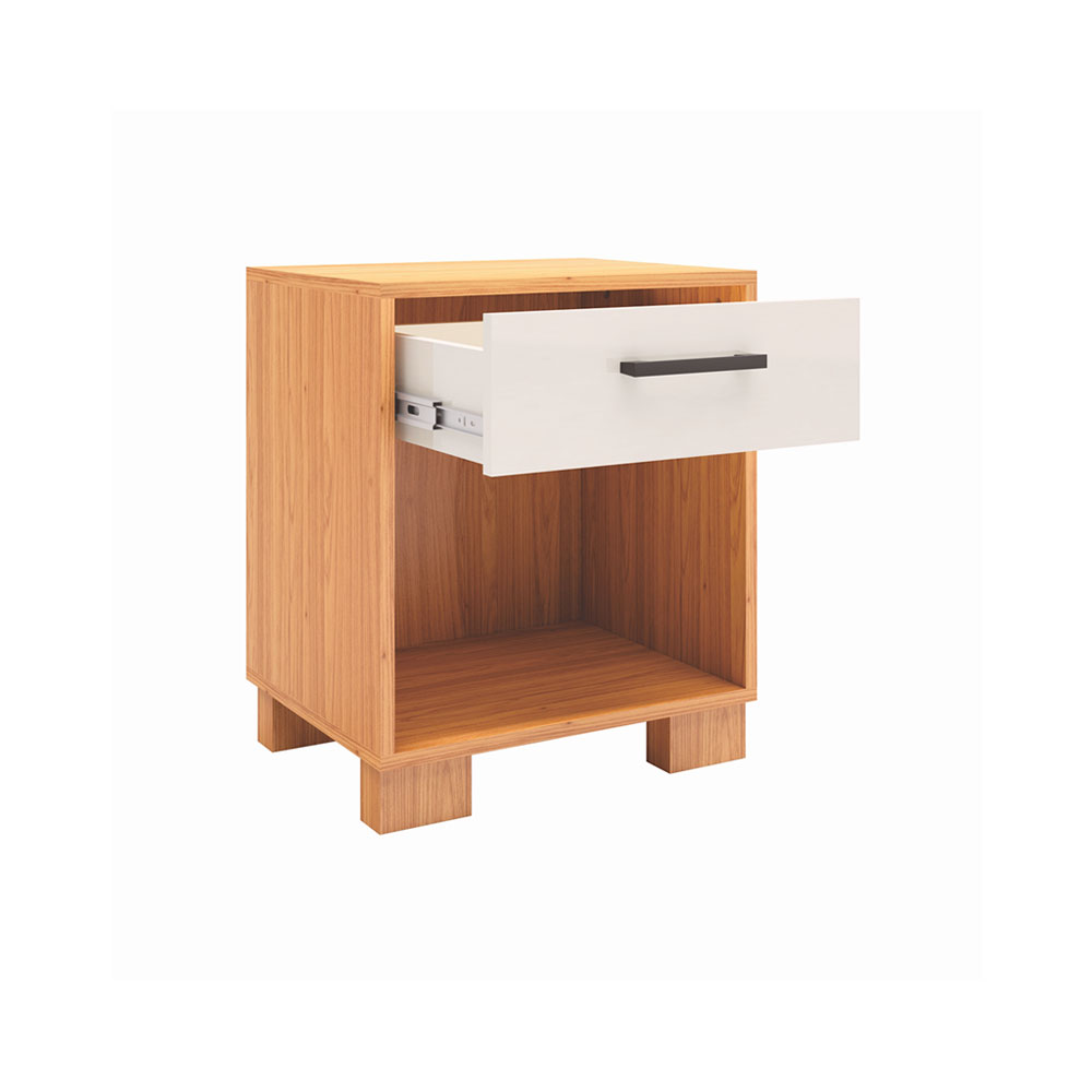 Mesa de Cabeceira Milano com 01 Gaveta Freijó com Off White - D'Rossi