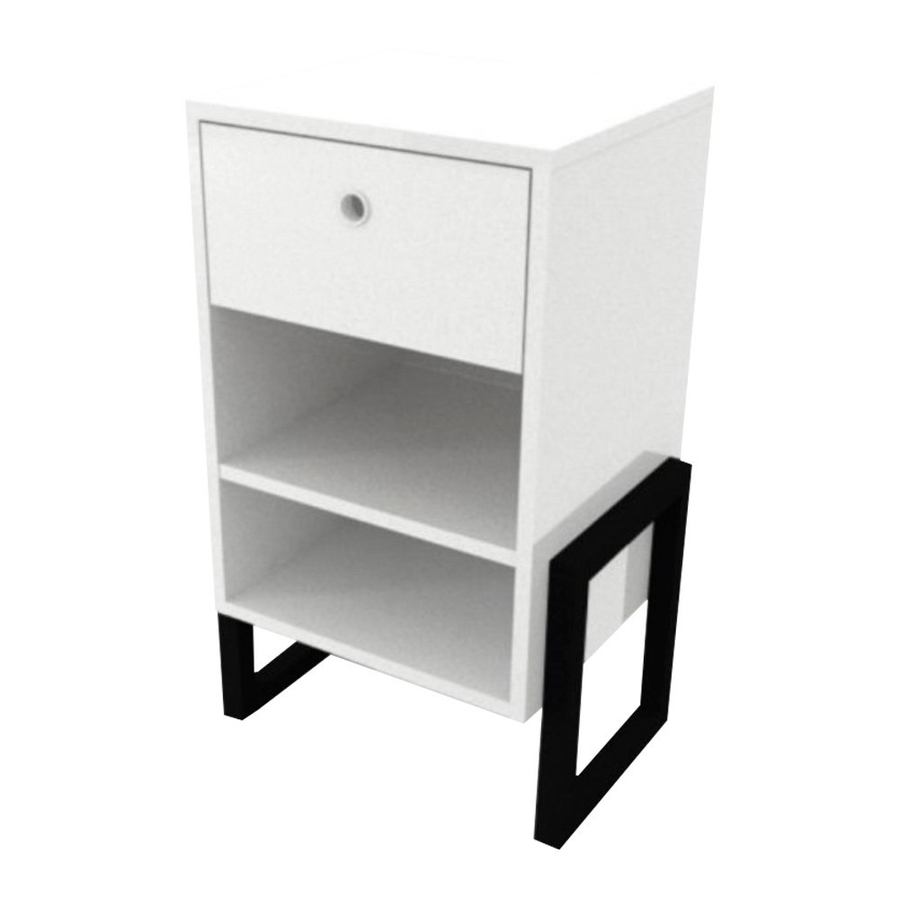 Mesa de Cabeceira Wolli 1 Gaveta Branco D'Rossi