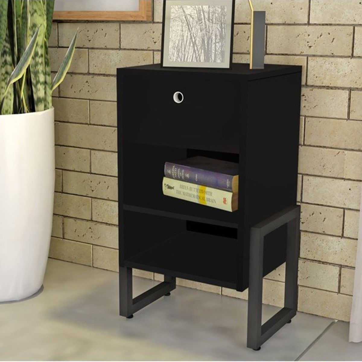 Mesa de Cabeceira Wolli 1 Gaveta Preto D'Rossi