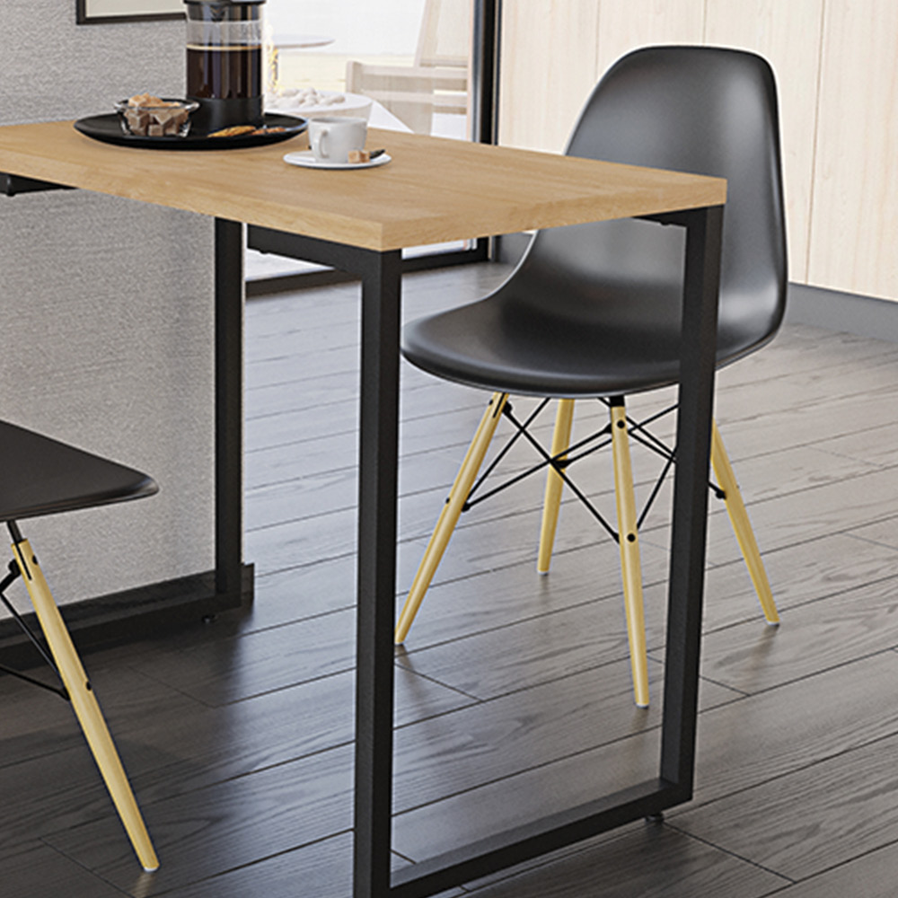 Mesa de Cozinha Industrial Porto Natural 120 cm com 02 Cadeira Eiffel Preto - D'Rossi