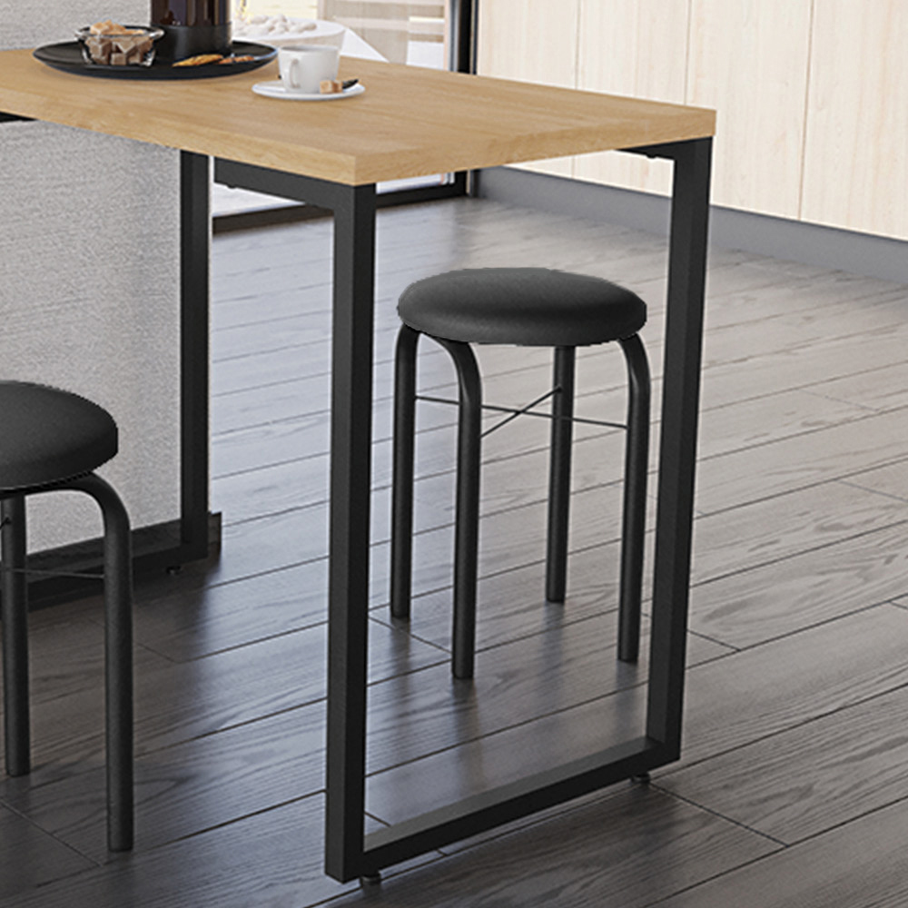 Mesa de Cozinha Industrial Porto Natural 120 cm com 04 Banquetas Manu Corino Preto - D'Rossi