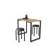 Mesa de Cozinha Industrial Porto Natural 90 cm com 02 Banquetas Manu Corino Preto - D'Rossi
