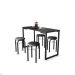 Mesa de Cozinha Industrial Porto Preto 120 cm com 04 Banquetas Manu Corino Preto - D'Rossi
