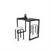 Mesa de Cozinha Industrial Porto Preto 90 cm com 02 Banquetas Manu Corino Branco - D'Rossi