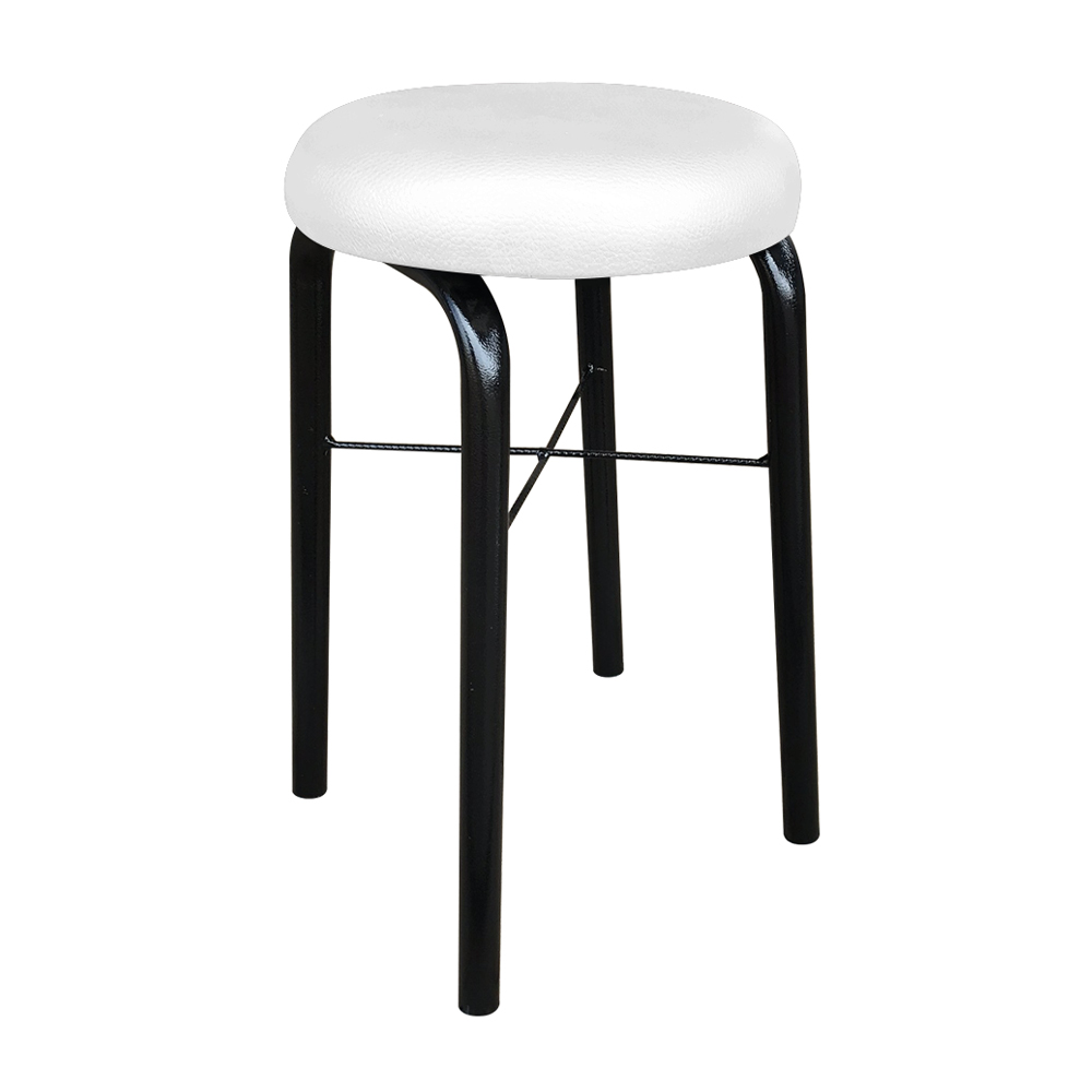 Mesa de Cozinha Industrial Porto Preto 90 cm com 02 Banquetas Manu Corino Branco - D'Rossi