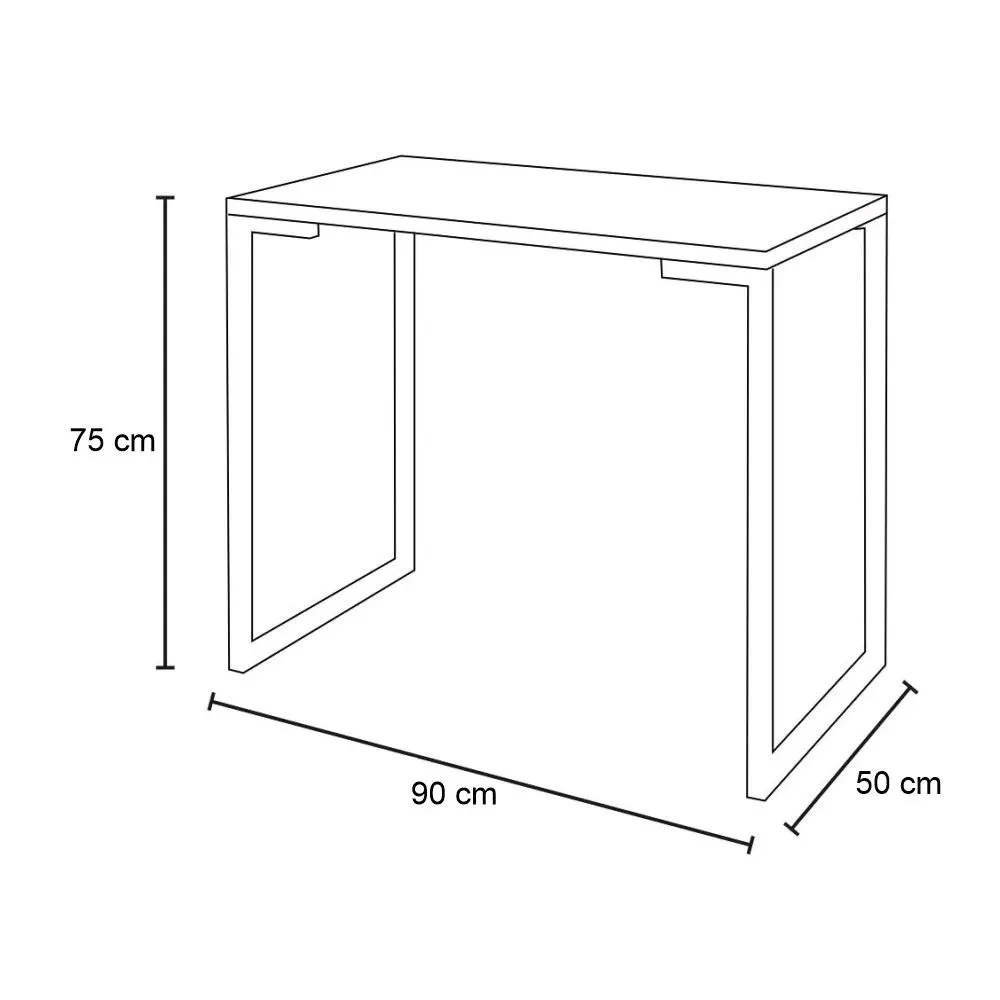 Mesa de Cozinha Industrial Porto Preto 90 cm com 02 Banquetas Manu Corino Branco - D'Rossi