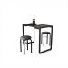 Mesa de Cozinha Industrial Porto Preto 90 cm com 02 Banquetas Manu Corino Preto - D'Rossi