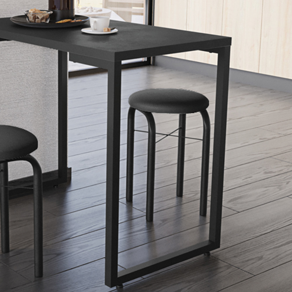 Mesa de Cozinha Industrial Porto Preto 90 cm com 02 Banquetas Manu Corino Preto - D'Rossi