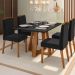 Mesa de Jantar Brenda 120x90 cm Preto com Base de Madeira Mel - D'Rossi