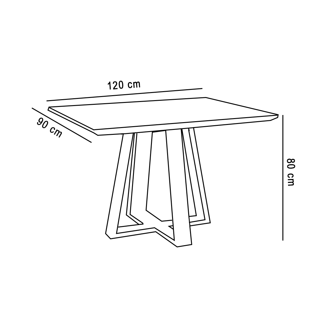 Mesa de Jantar Brenda 120x90 cm Preto com Base de Madeira Mel - D'Rossi
