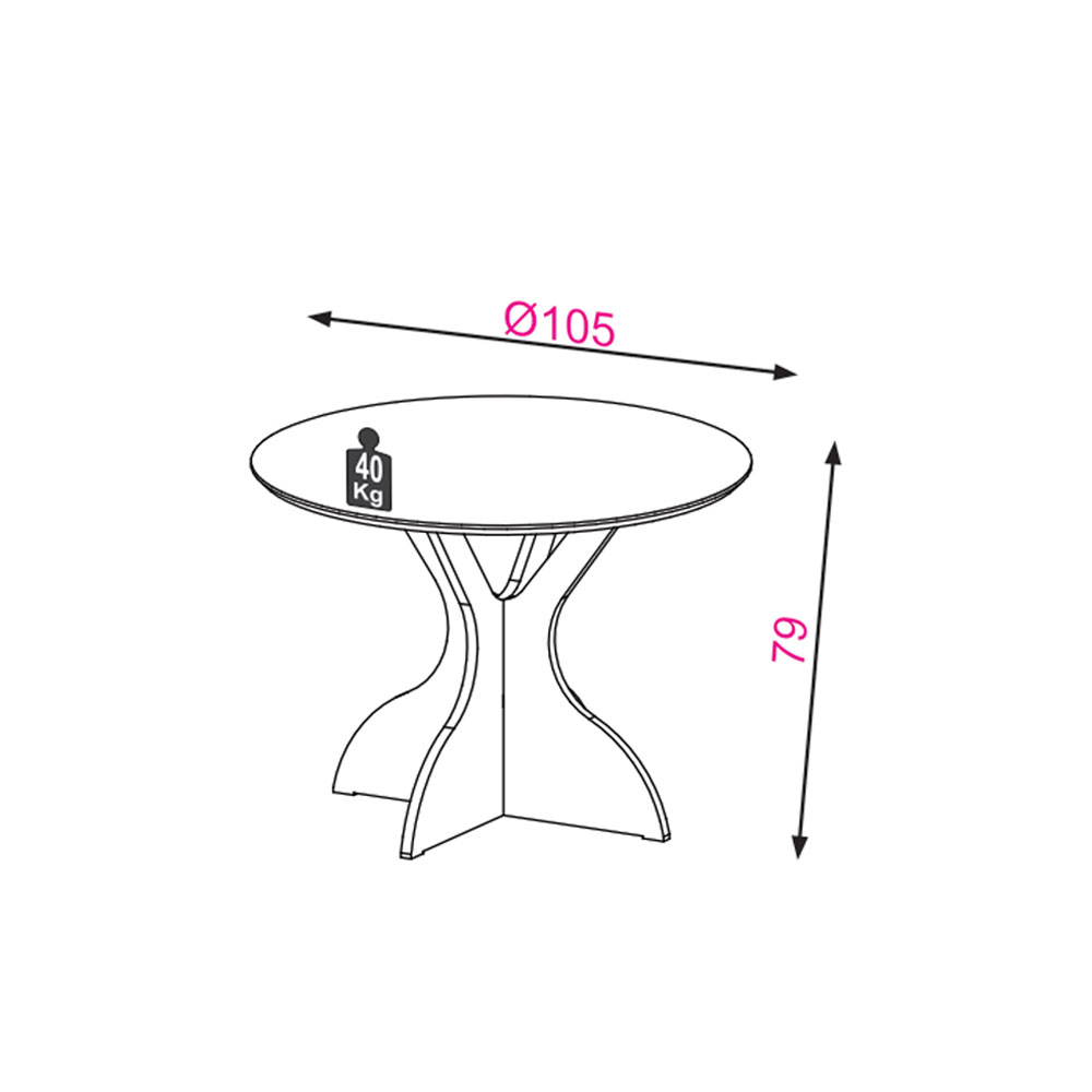 Mesa de Jantar Redonda Isabelle Carvalho 105 cm - D'Rossi