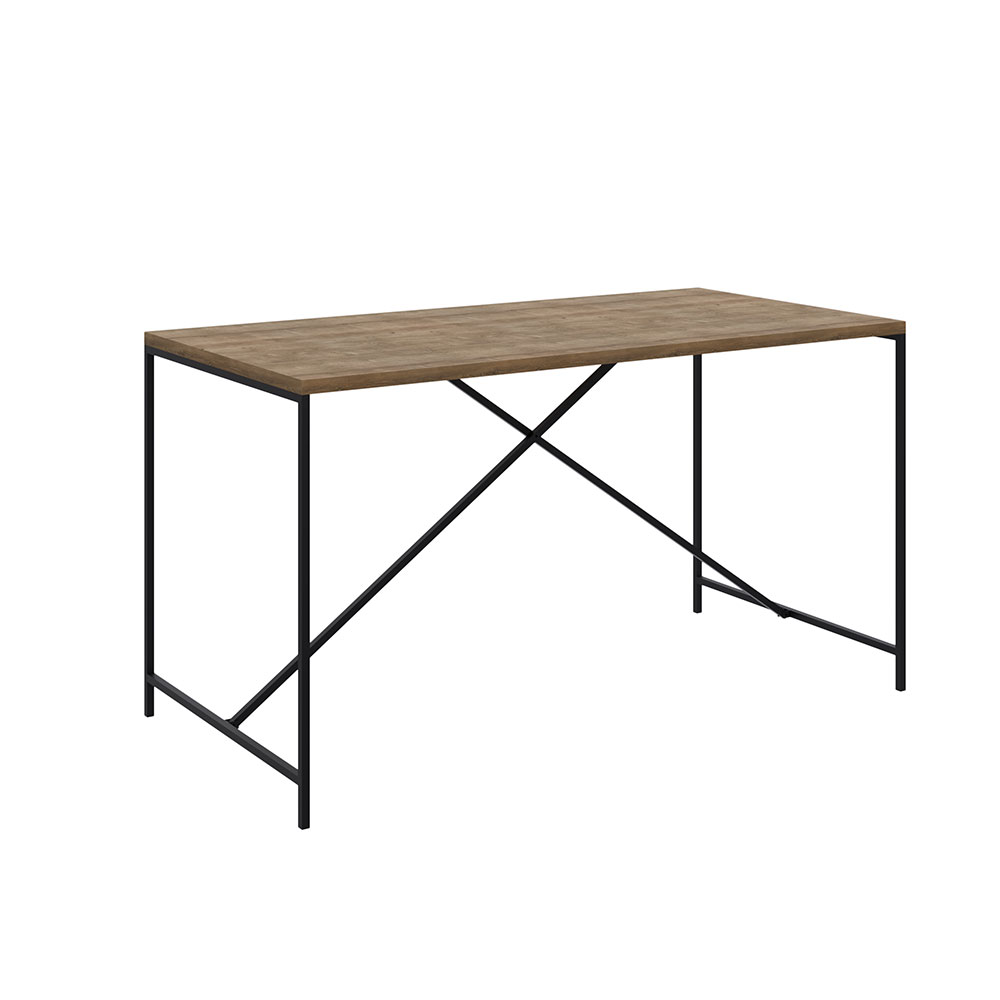 Mesa de Jantar Steel Quadra 04 Lugares Estilo Industrial Vermont e Preto 136 cm - D'Rossi