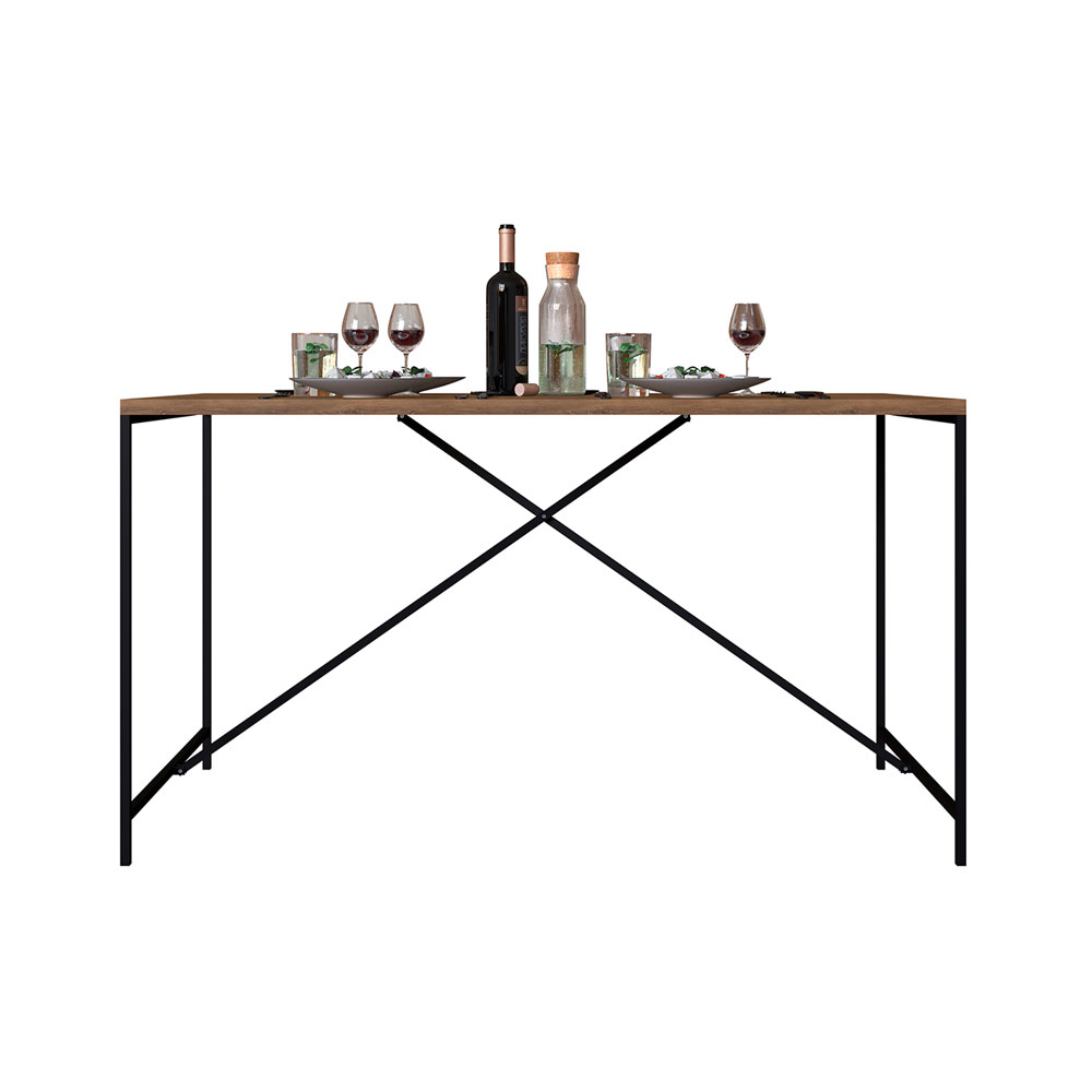 Mesa de Jantar Steel Quadra 04 Lugares Estilo Industrial Vermont e Preto 136 cm - D'Rossi
