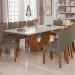 Mesa de Jantar Valentina 220x110 cm Off White com Base de Madeira Cinamomo - D'Rossi